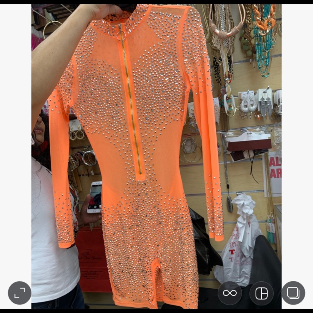 Orange stoned bodysuit